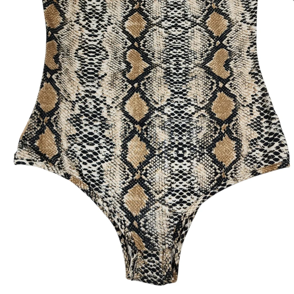 I.AM.GIA Kenzie Snakeskin Bodysuit Long Sleeve Mock Neck Size Small - Picture 5 of 14